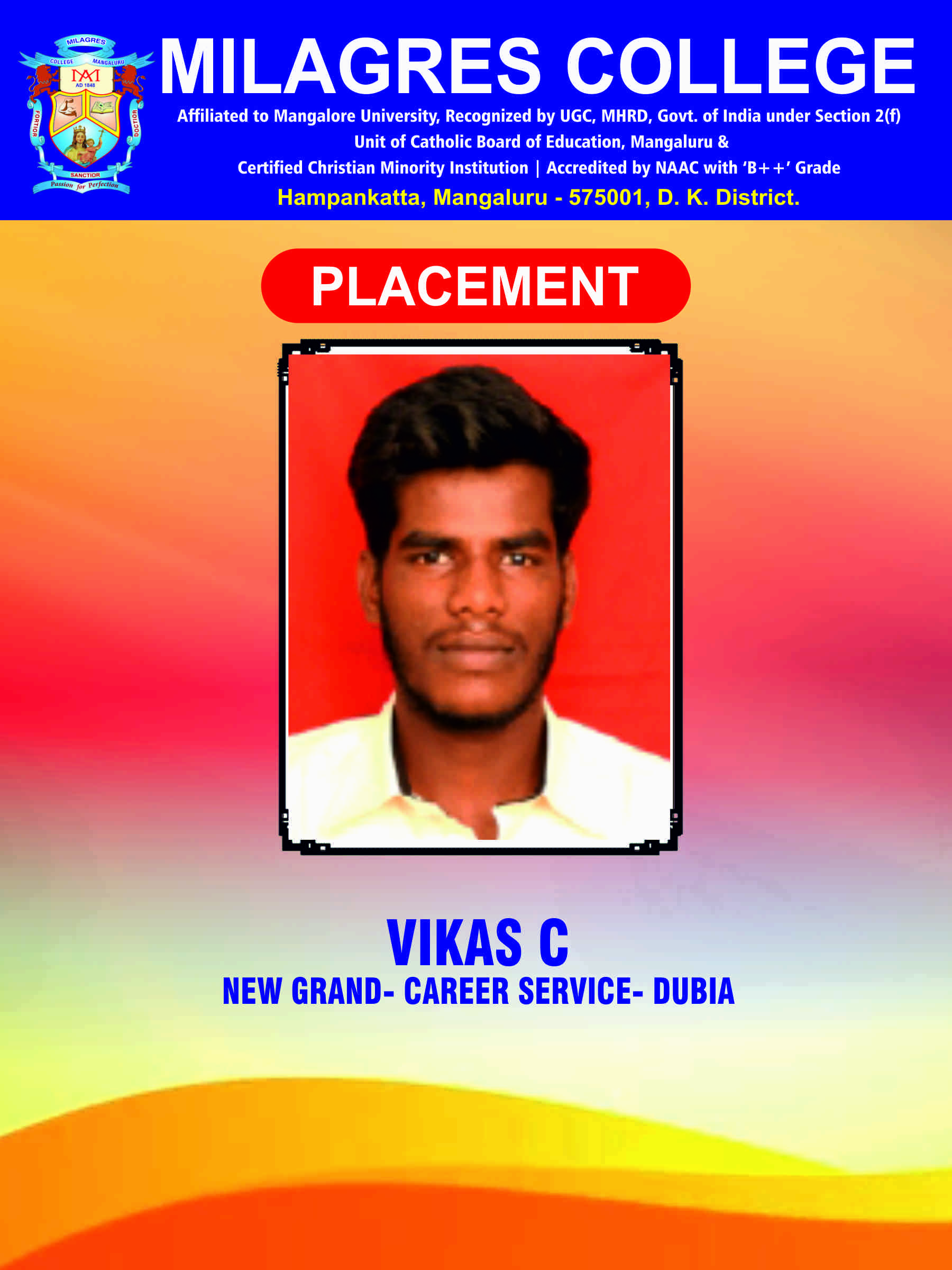 Successfully placed student